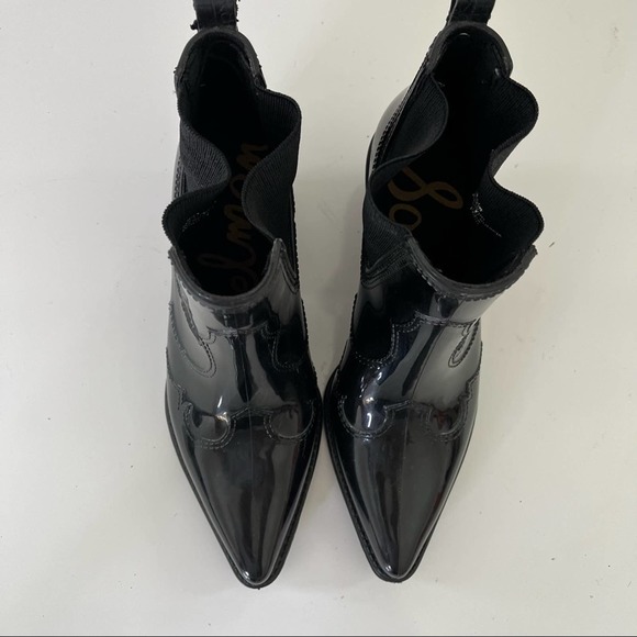 Sam Edelman Pointed Toe Western Bootie Rubber Rain Boot Size 6 Black - Picture 3 of 9